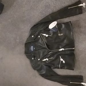 Scoop Faux black leather ladies jacket size large 8-10